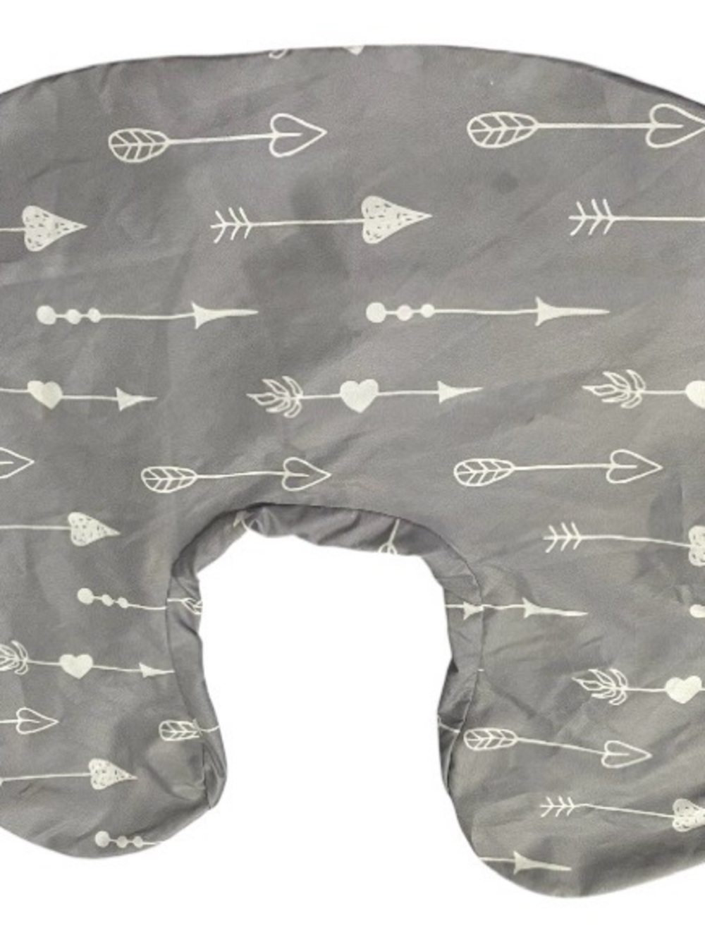 Source Unknown Gray Nursing Pillow Cover with White Arrow Print